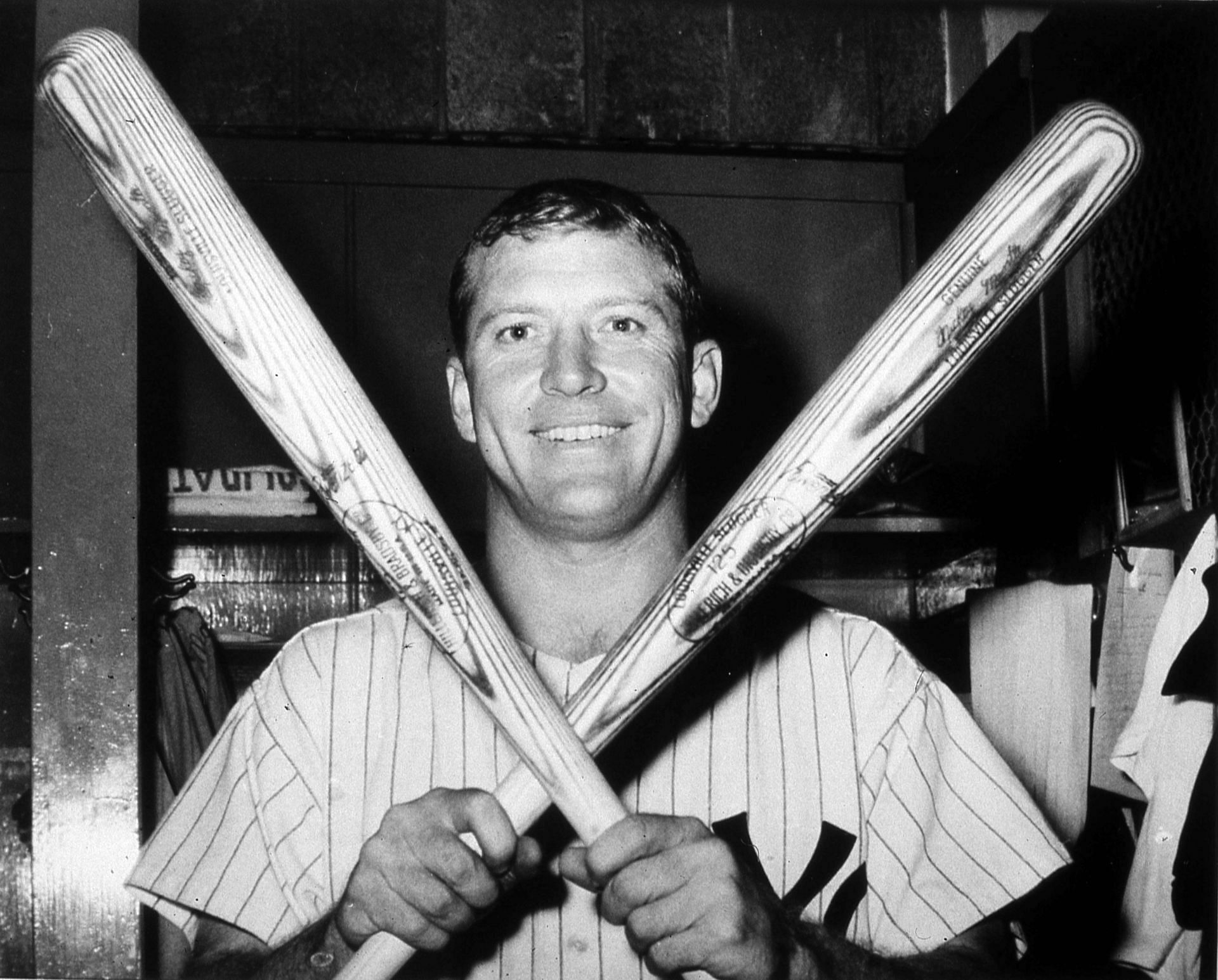 Mickey Mantle With Crossed Bats